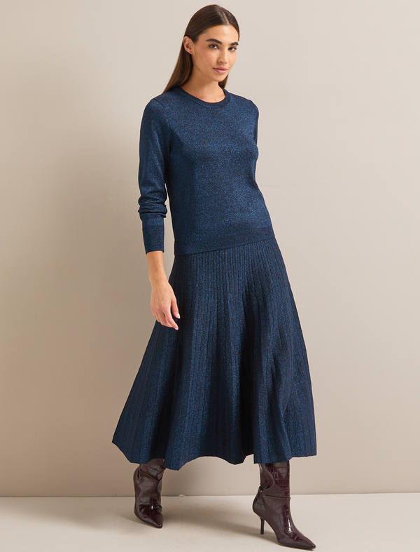 Colette Lurex Maxi Skirt - Blue