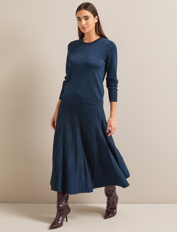 Colette Lurex Maxi Skirt - Blue