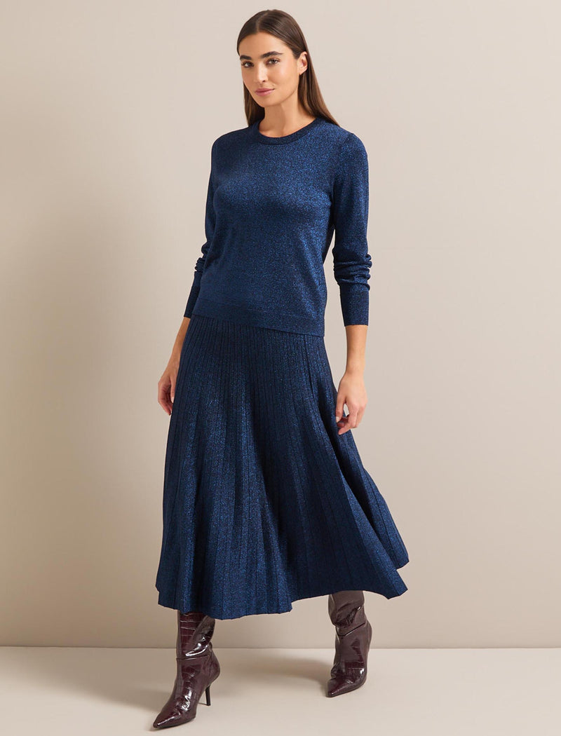 Colette Lurex Maxi Skirt - Blue