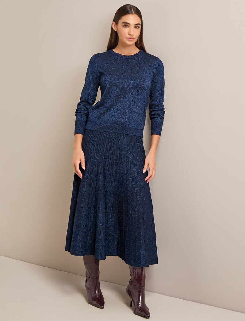 Colette Lurex Maxi Skirt - Blue