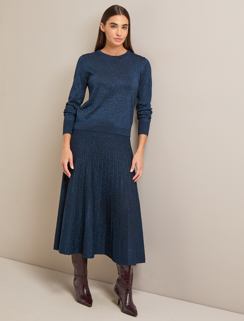 Colette Lurex Maxi Skirt - Blue