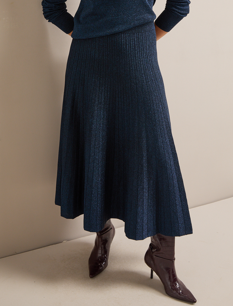 Colette Lurex Maxi Skirt - Blue