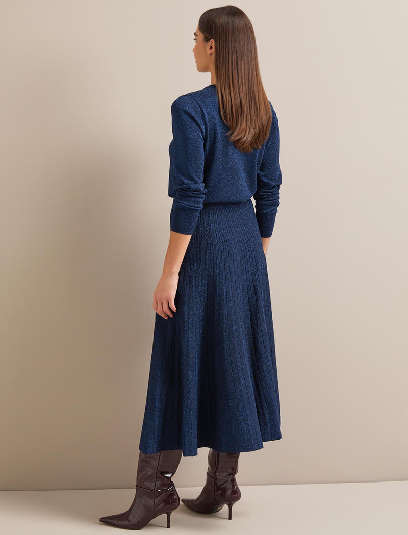 Colette Lurex Maxi Skirt - Blue