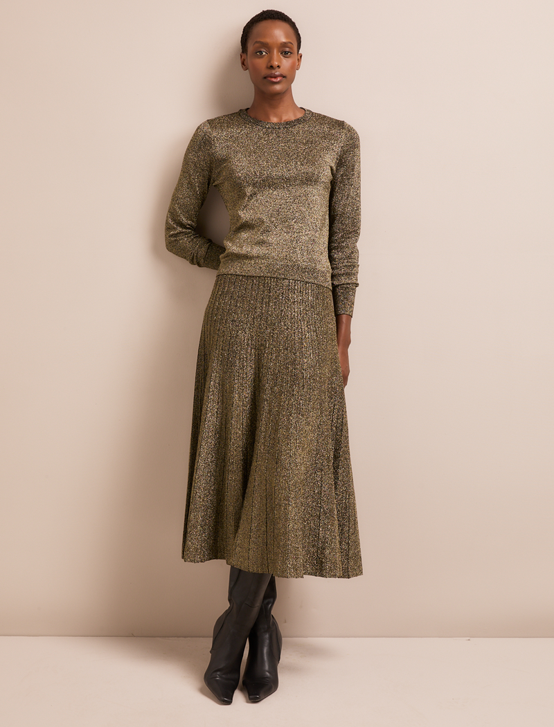 Colette Lurex Maxi Skirt - Dark Gold