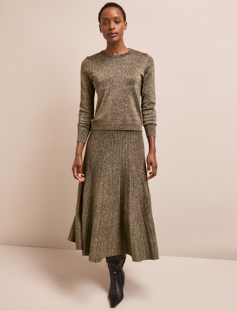 Colette Lurex Maxi Skirt - Dark Gold