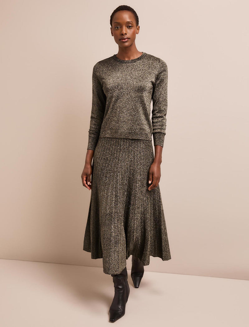 Colette Lurex Maxi Skirt - Dark Gold