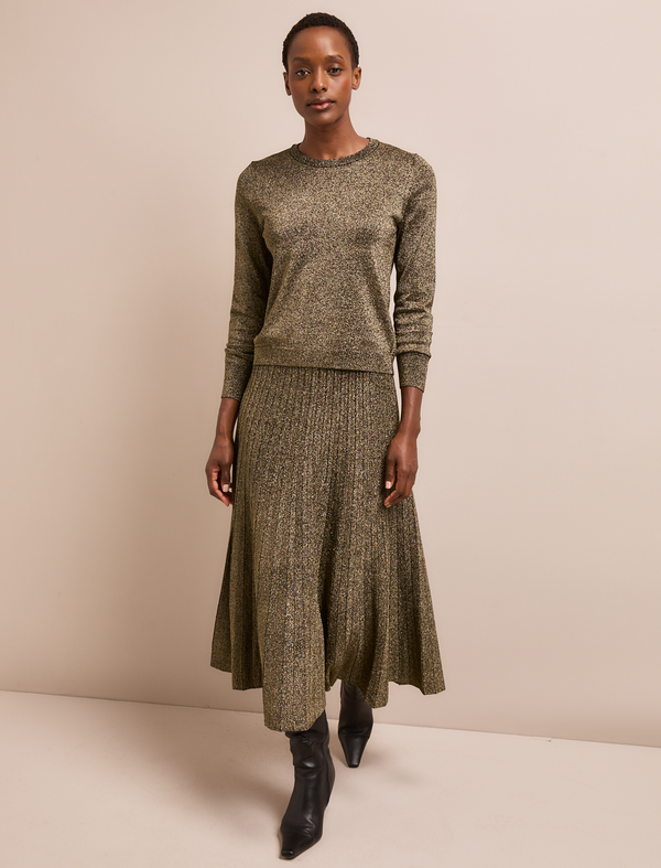 Colette Lurex Maxi Skirt - Dark Gold