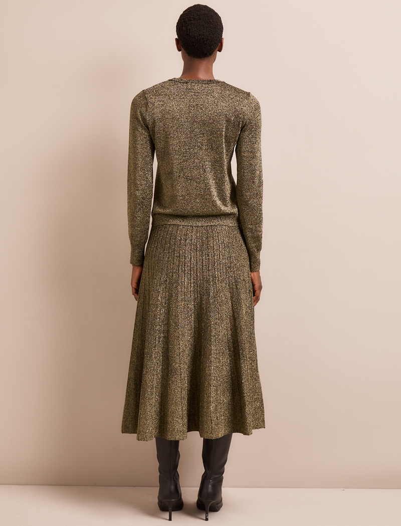 Colette Lurex Maxi Skirt - Dark Gold