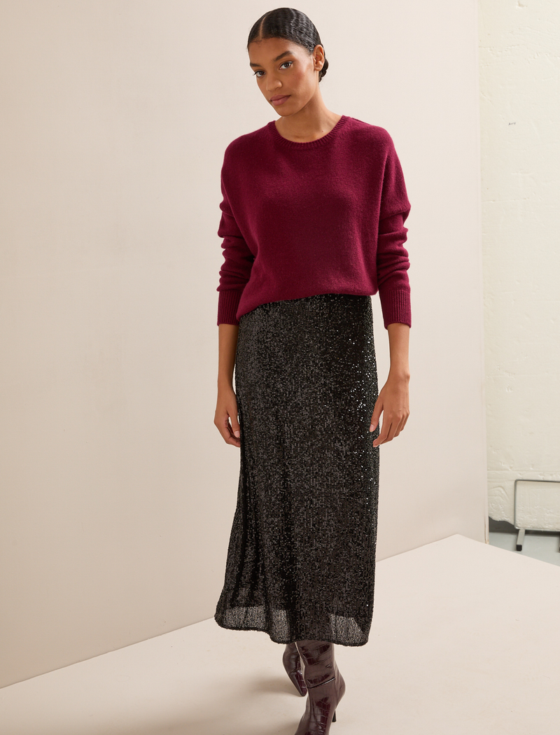 Scarlett Sequin Maxi Skirt - Black
