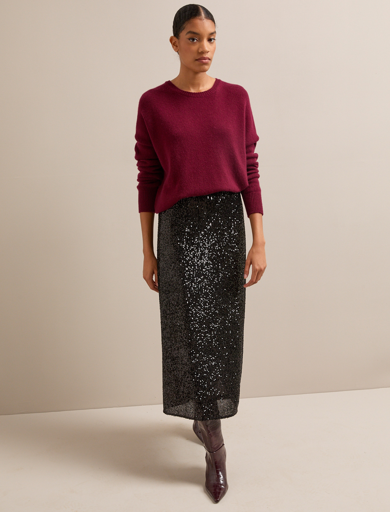 Scarlett Sequin Maxi Skirt - Black