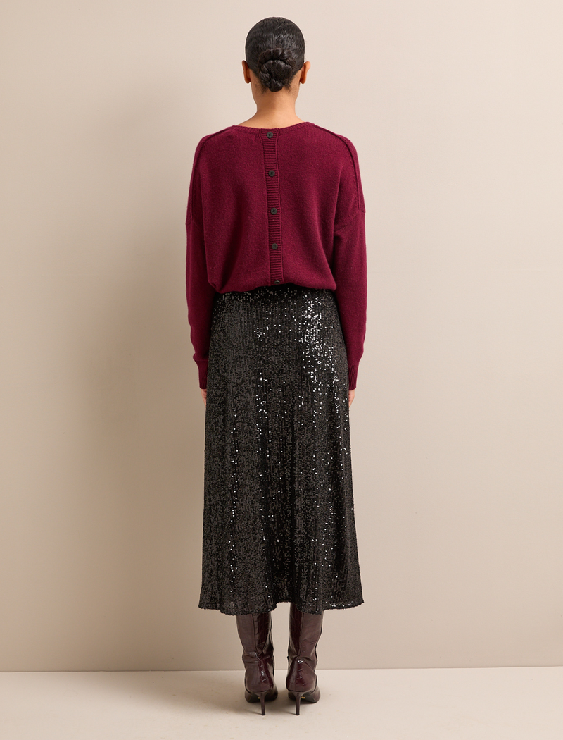 Scarlett Sequin Maxi Skirt - Black