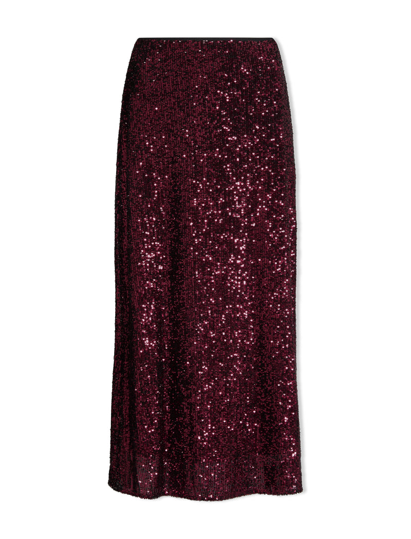 Scarlett Sequin Maxi Skirt - Burgundy