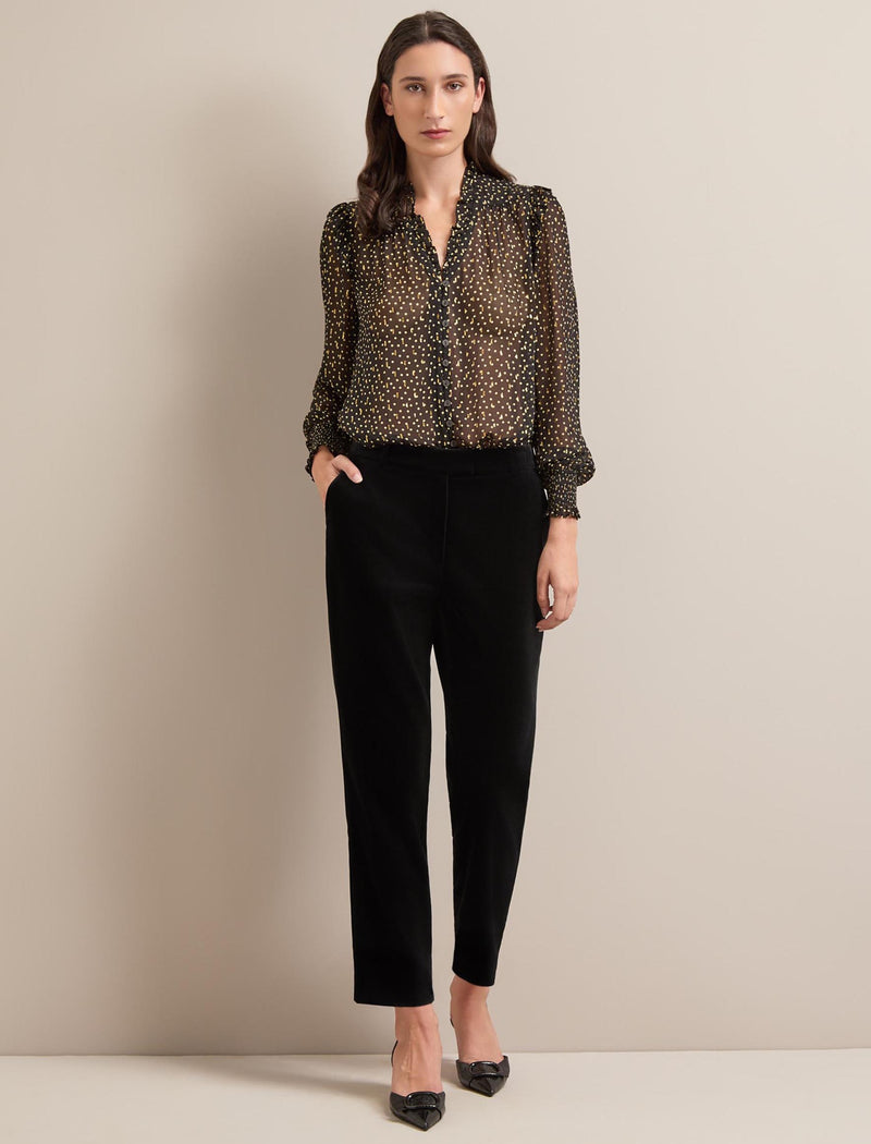 Tatum Velvet Tapered Trouser - Black