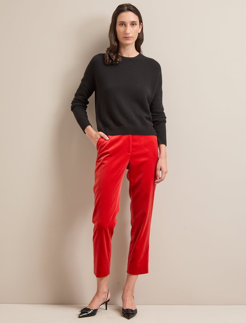 Tatum Velvet Tapered Trousers - Dark Orange