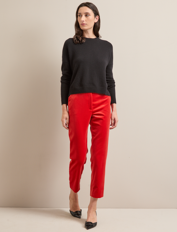 Tatum Velvet Tapered Trousers - Dark Orange