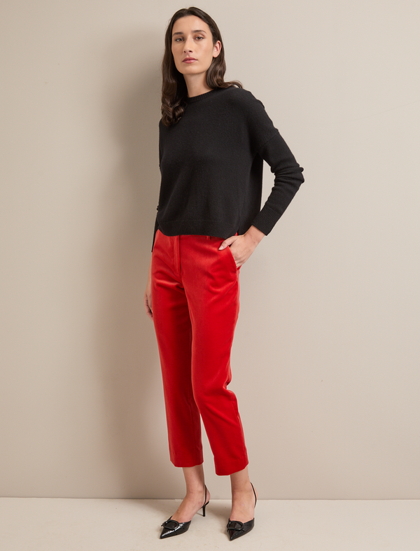 Tatum Velvet Tapered Trousers - Dark Orange
