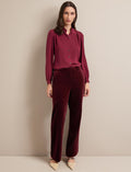 Taylor Velvet Wide Leg Trouser - Burgundy