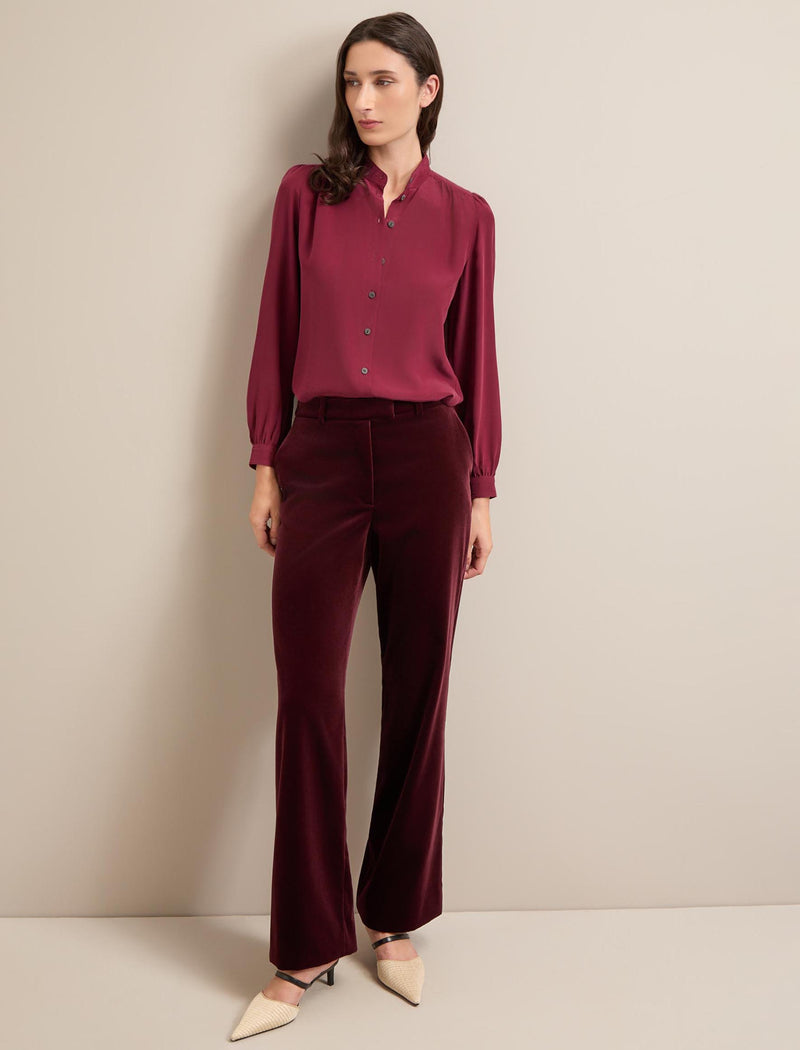Taylor Velvet Wide Leg Trouser - Burgundy