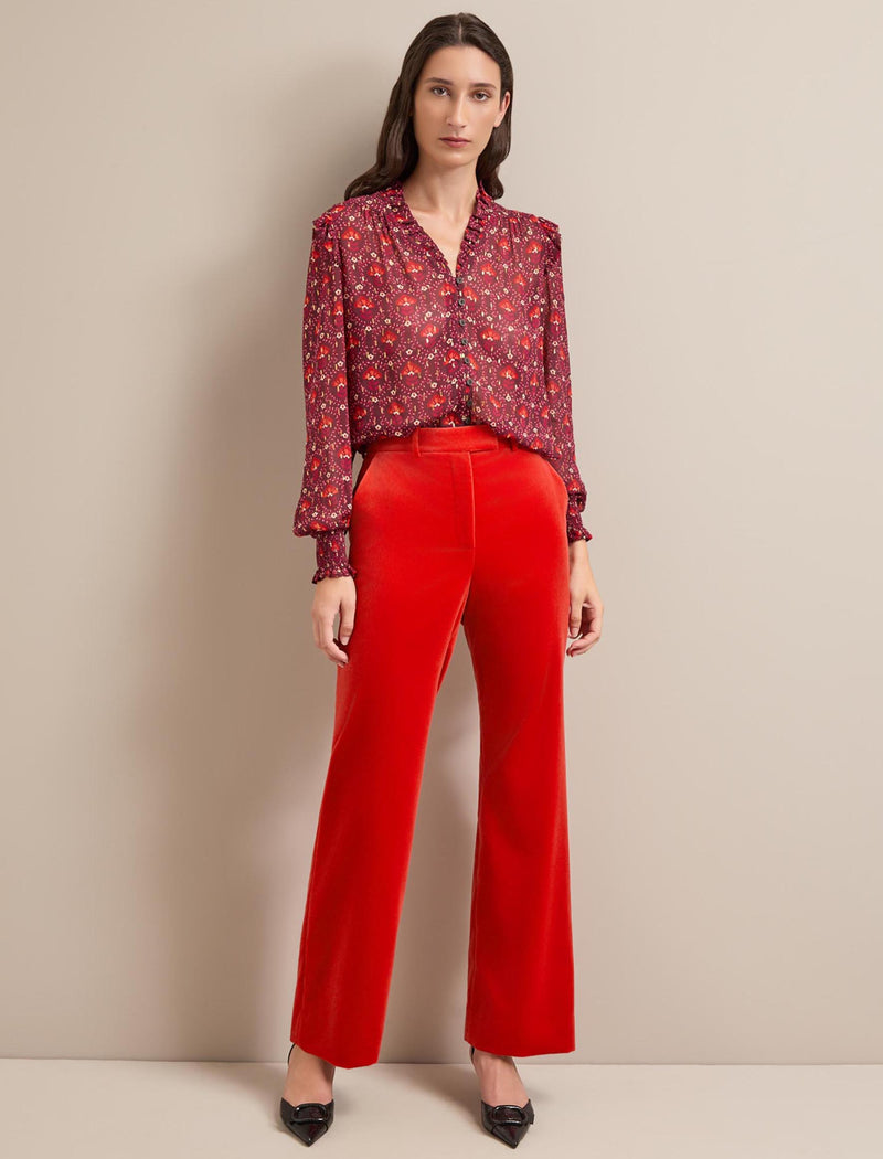 Taylor Velvet Wide Leg Trousers - Dark Orange