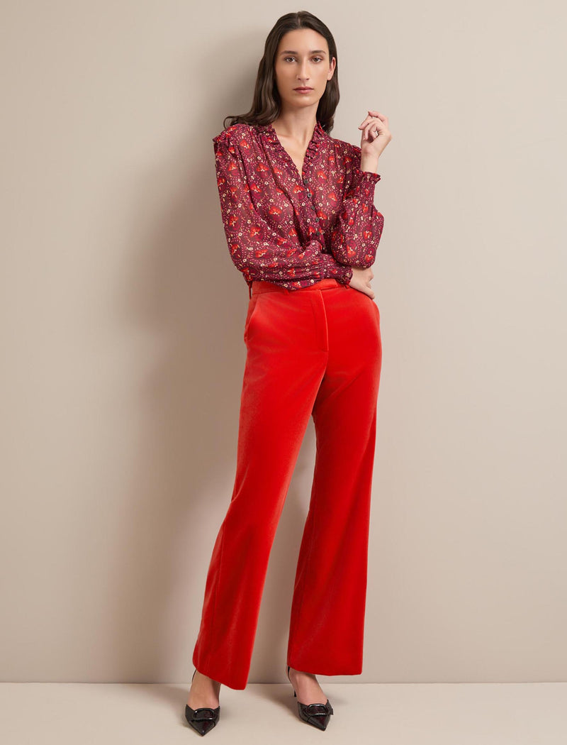 Taylor Velvet Wide Leg Trousers - Dark Orange