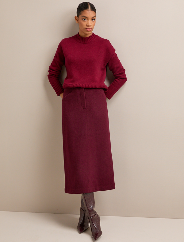Shona Wool Skirt - Burgundy