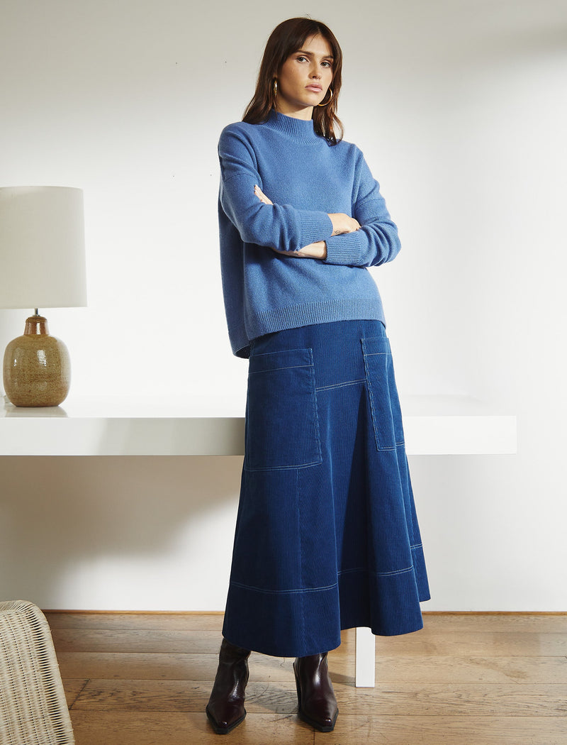 Simone Corduroy Maxi Skirt - Blue