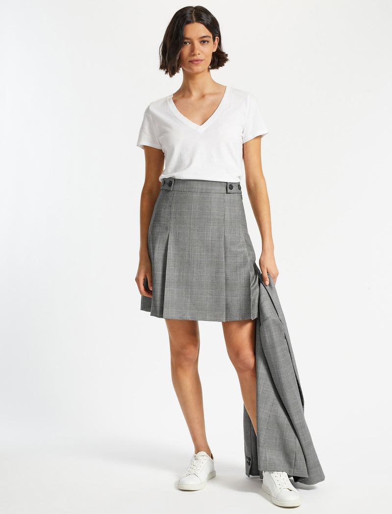 Grey wool pleated deals midi skirt