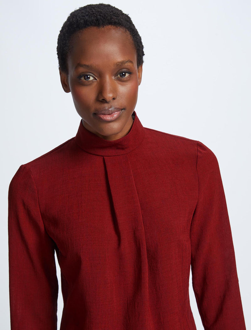 Riley Funnel Neck Blouse - Rust