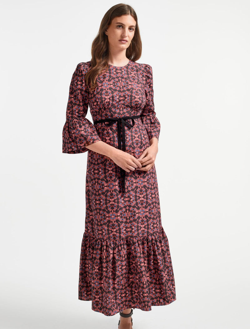 Luna Organic Cotton Maxi Dress - Pink Shibori Print