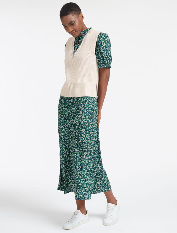 Janie Wool V Neck Sleeveless Jumper - Oatmeal
