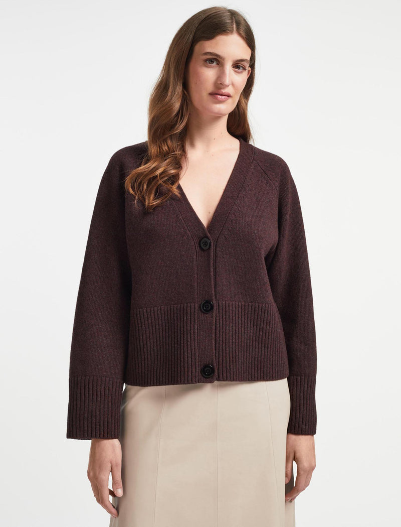 Courtney Wool Boxy Cardigan - Russet Brown