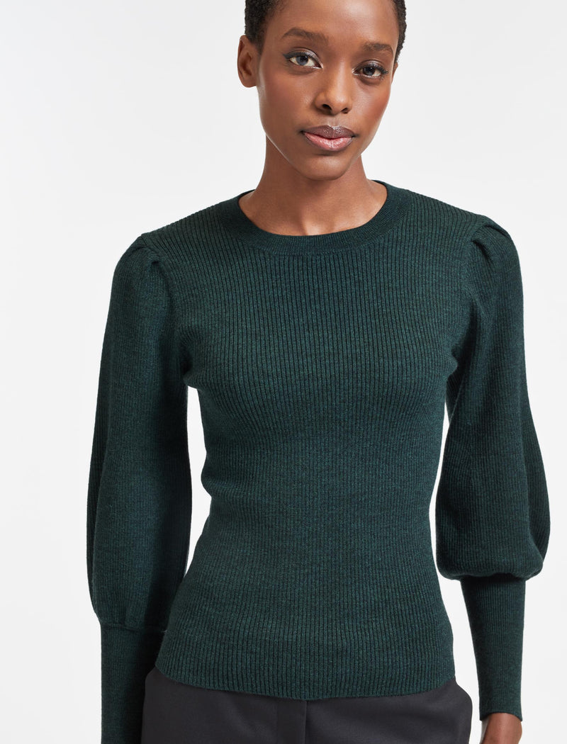 Eva Wool Crew Neck Jumper - Dark Green