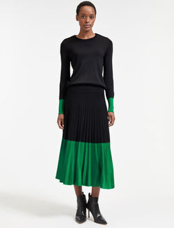 Colette Contrast Hem Skirt - Emerald Green Black