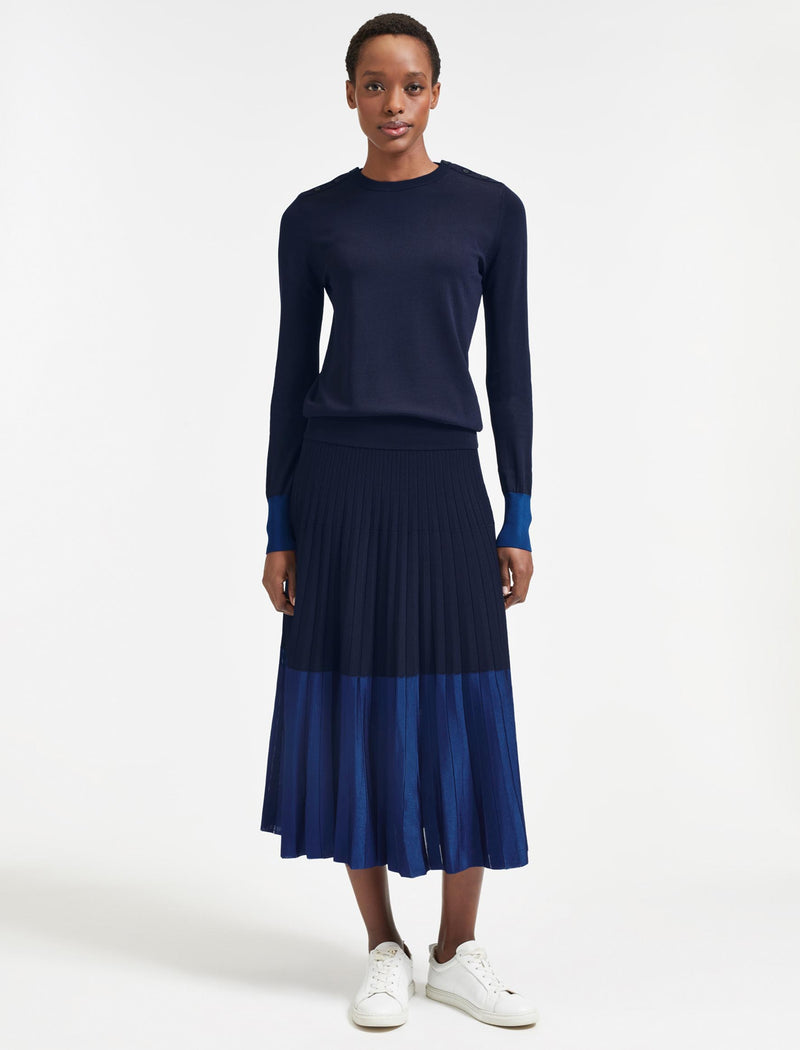 Navy pleated sale skirt images