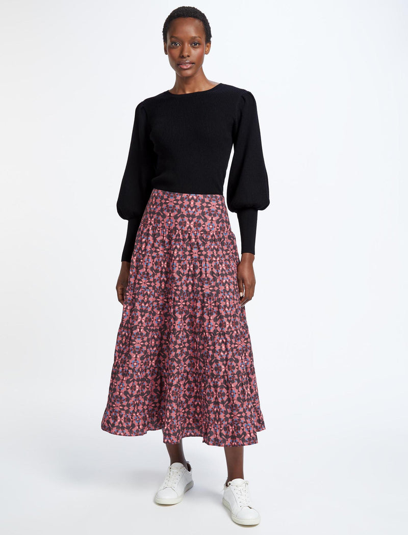 Sawyer Organic Cotton Maxi Skirt - Pink Shibori Print