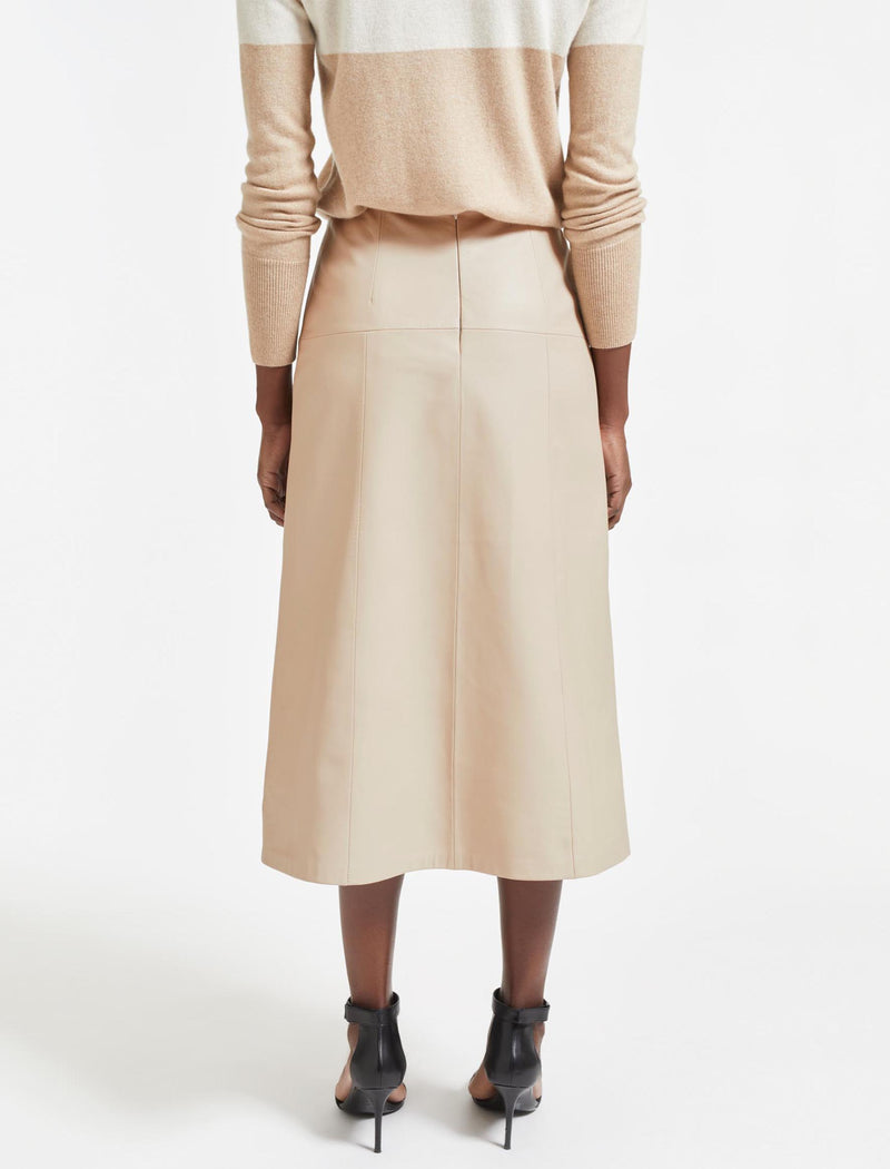 Cream cheap leather skirt