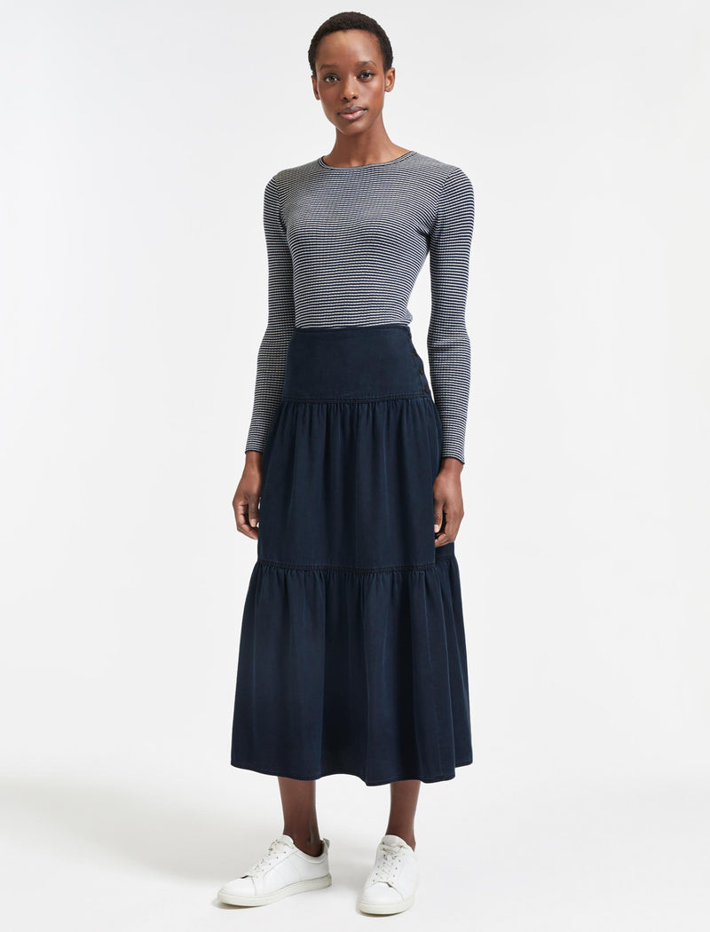 Grey tiered outlet maxi skirt