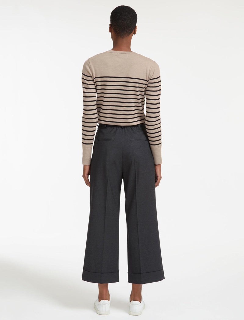 Turner Wool Crop Wide Leg Trouser - Charcoal