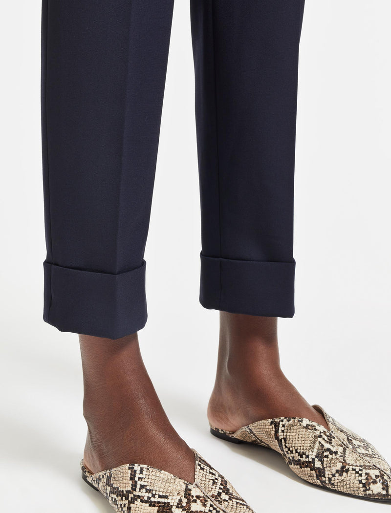 Clement Wool Easy Waist Turn Up Trouser - Navy