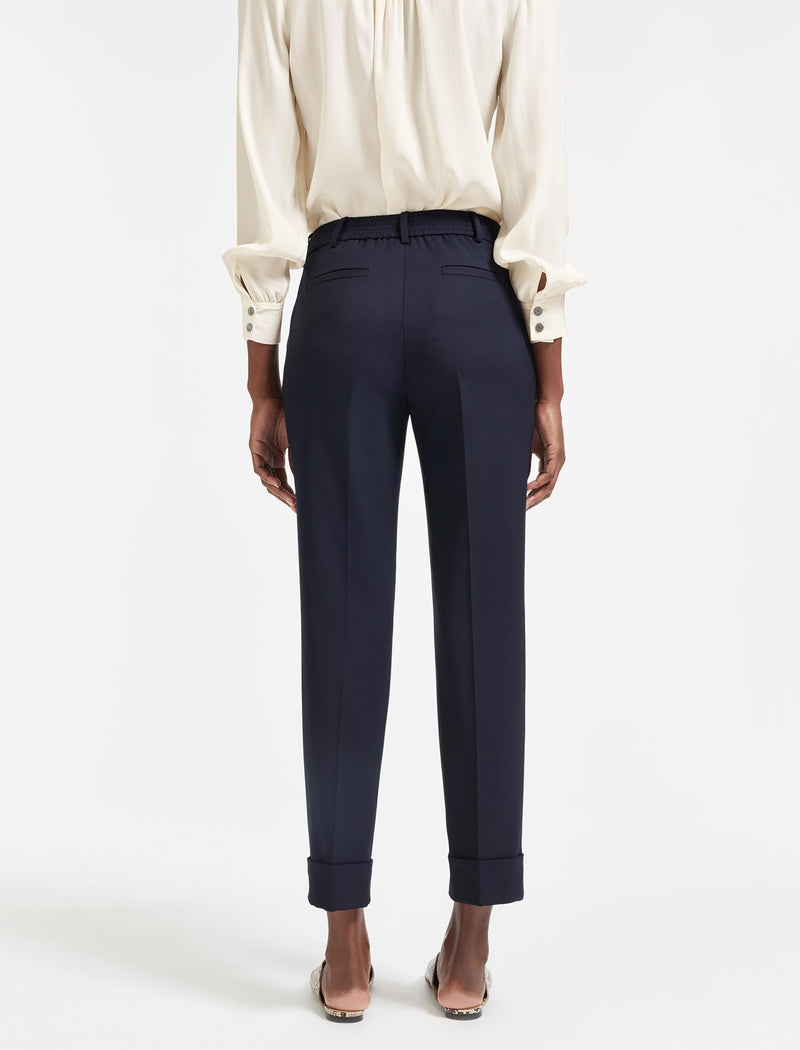 Clement Wool Easy Waist Turn Up Trouser - Navy