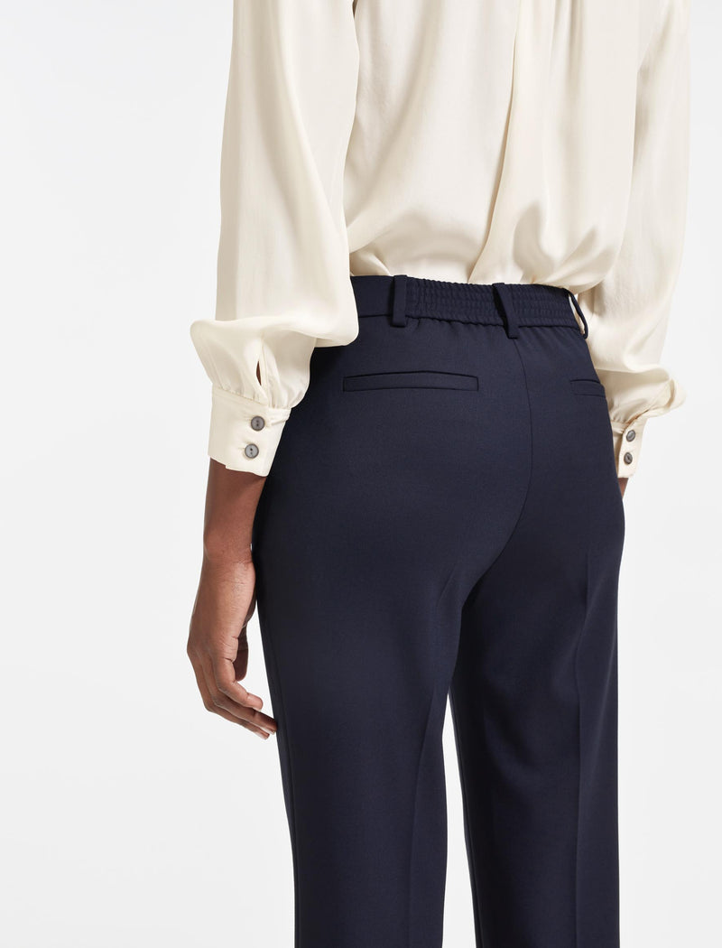 Clement Wool Easy Waist Turn Up Trouser - Navy