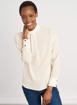 High neck hotsell blouse without collar