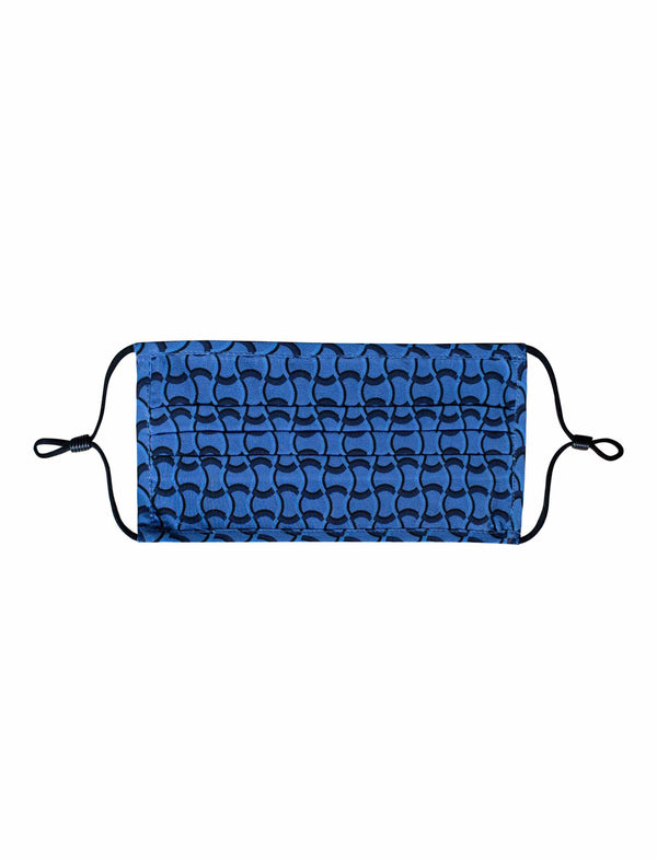 Silk Face Mask - Cornflower Blue Circle Geo