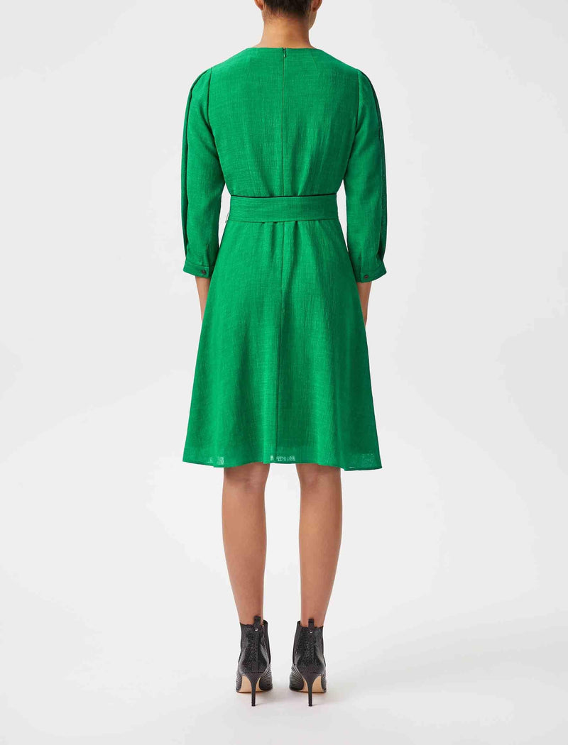 Isabel 3/4 Sleeve Knee Length Dress - Emerald Green