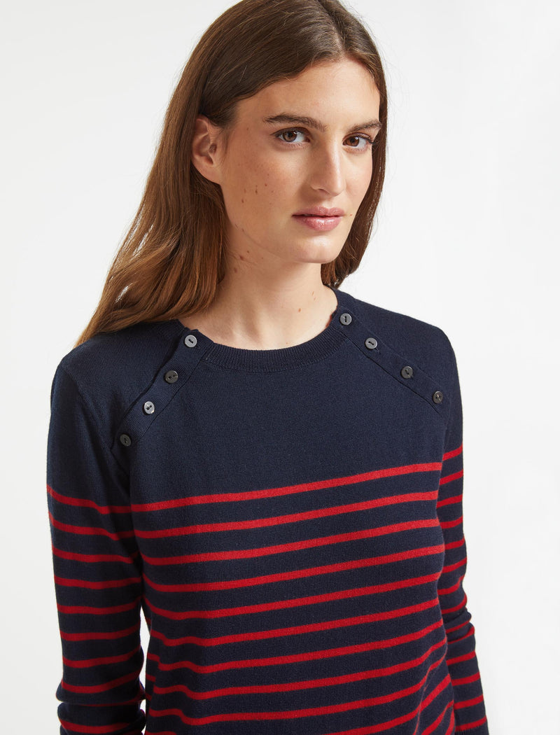 Hailey Wool Jumper - Navy Red Stripe