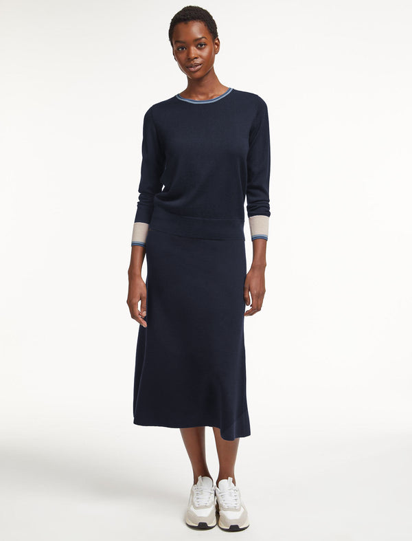 Olivia Wool Jumper - Colour Block Navy