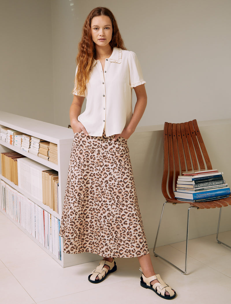 Sierra Cotton Maxi Skirt - Leopard Print