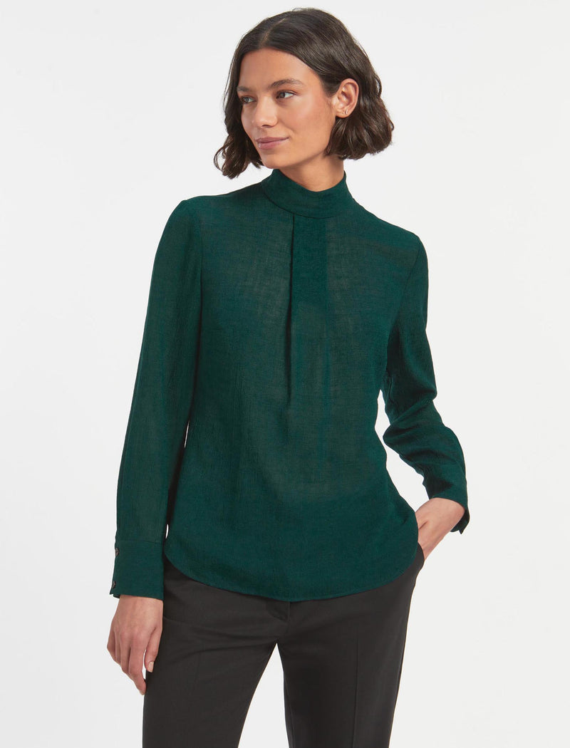 Riley Funnel Neck Blouse in Teal