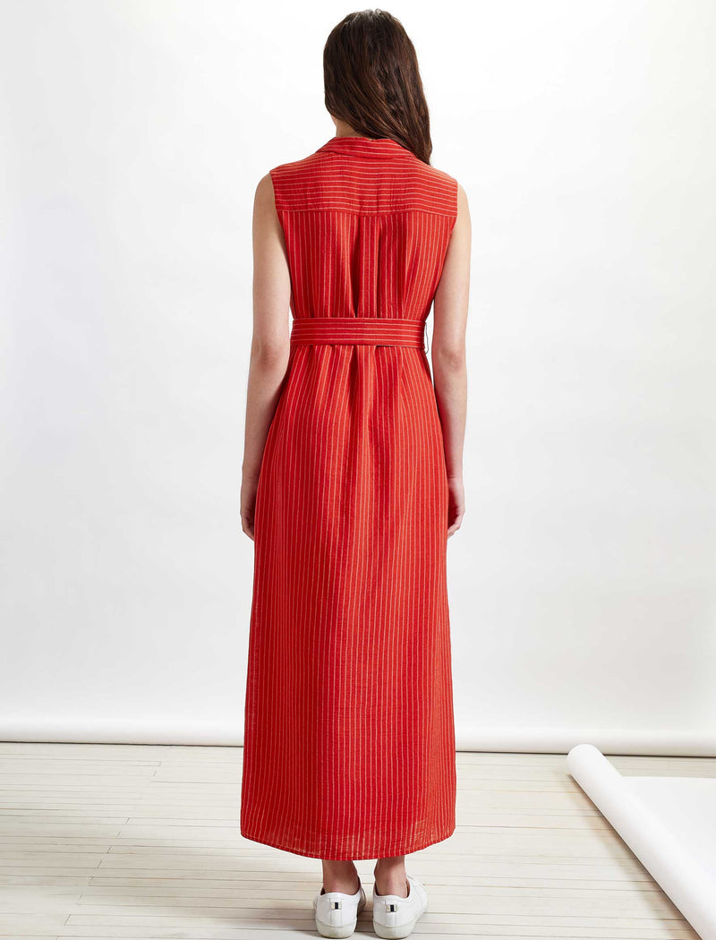 Sleeveless maxi shirt dress discount