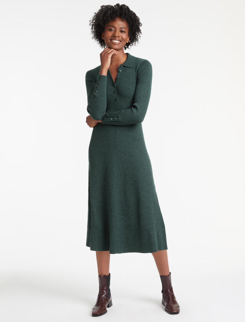 Green sales wool dress